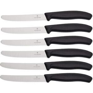 Victorinox 6.7833.6 Swiss Classic Tomato and Table Knife Set, Set of 6 -Black